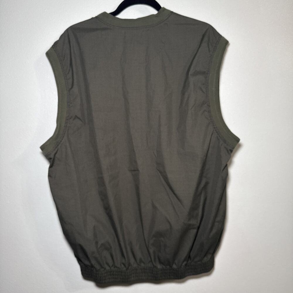 Eddie Bauer Golf Vest Mens Large Green Microcheck Windbreaker Pullover Pocket - Picture 4 of 7